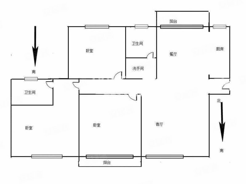 铂金丽都3室2厅2卫129㎡南北80万