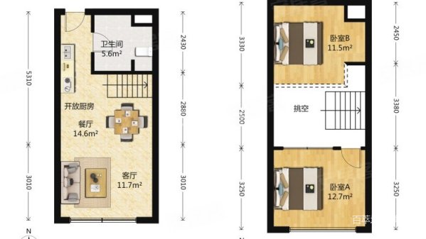 陆家嘴金融街区2室2厅1卫47㎡南395万