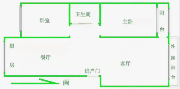 棋盘龙凤苑2室2厅1卫97.41㎡南北49.8万