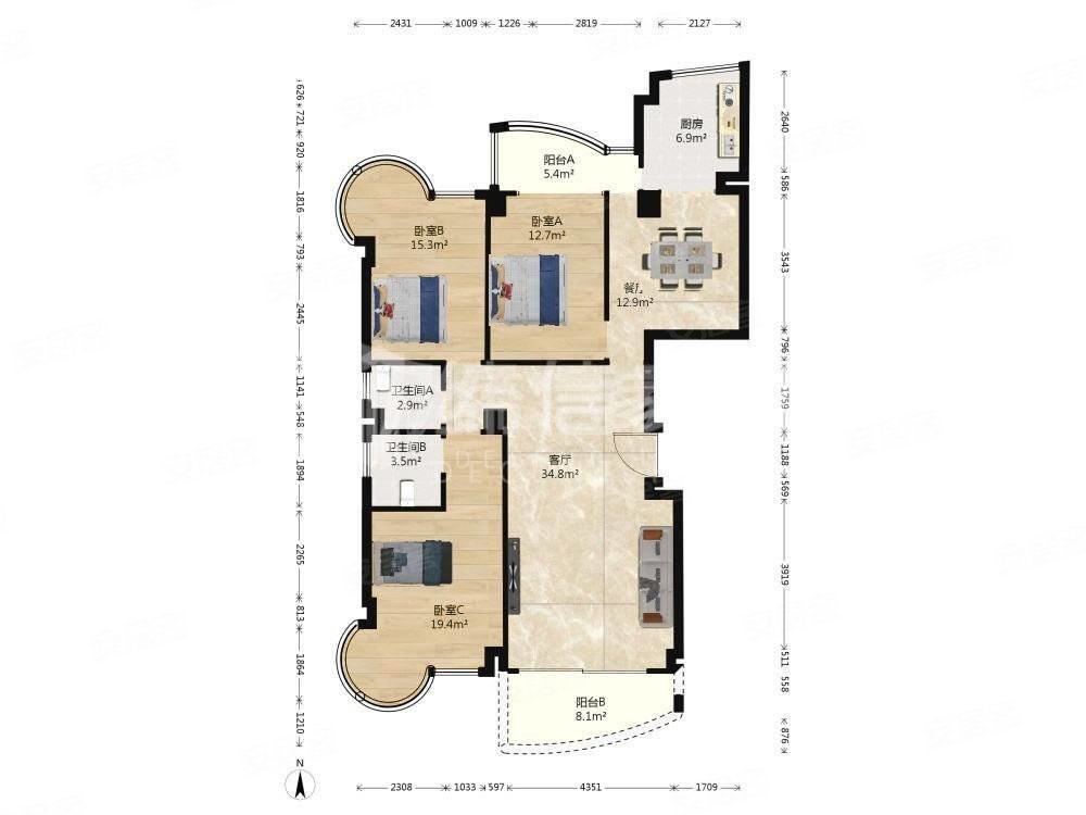 嘉琳广场南北通透中间好楼层交通便利正规商品房装修好