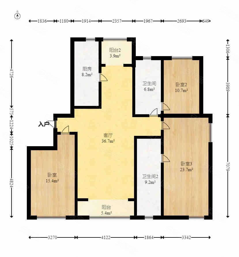 中国铁建国际城(一期)4室2厅2卫132㎡南北78.8万