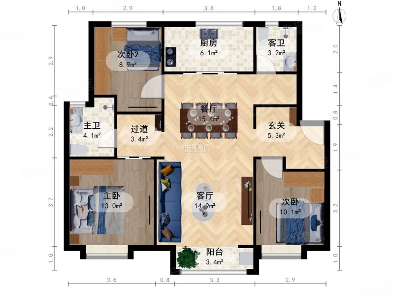 正荣府 南北通透 出门地铁  电梯洋房 双卫格局 满五