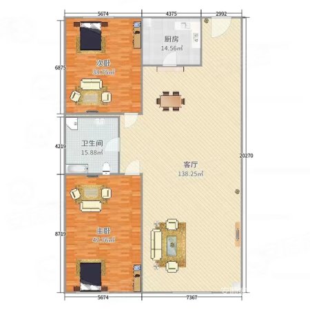 银通公园里2室2厅1卫110㎡南北60.8万