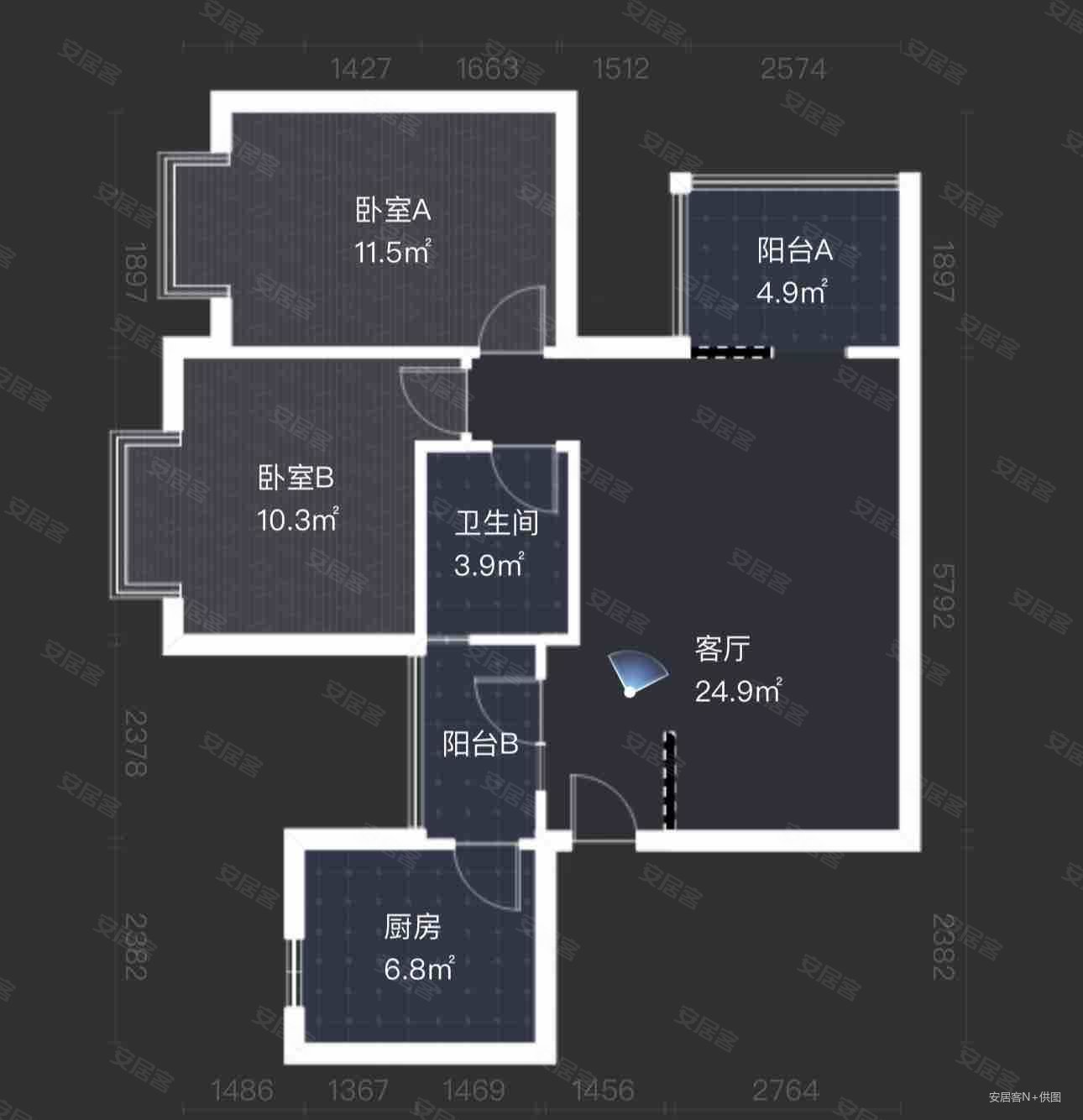 中新公园大道2室2厅1卫94.56㎡东北99万