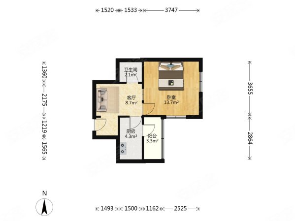 宁乐里小区1室1厅1卫42.95㎡东南118万