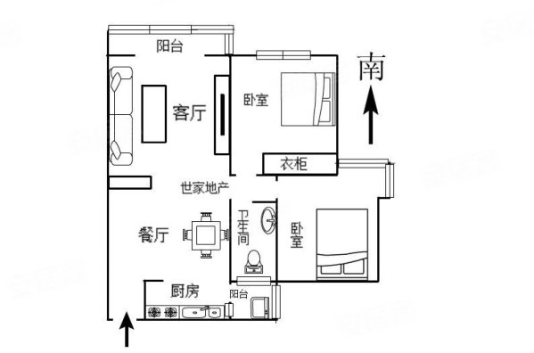 华门新都2室2厅1卫76.68㎡南26.8万