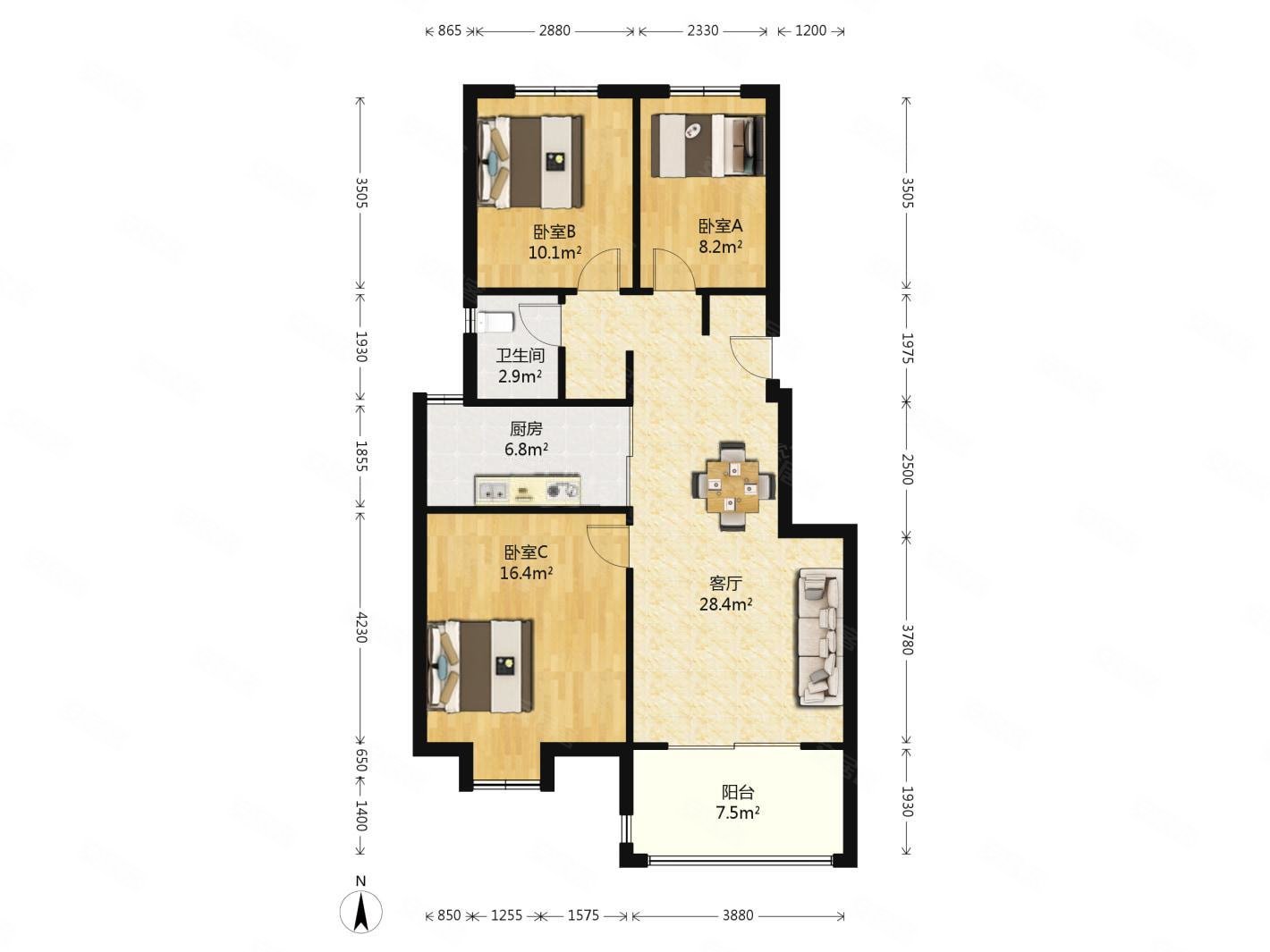 仙鹤门 仙林大学城 次新房 89平小三房得房率很高