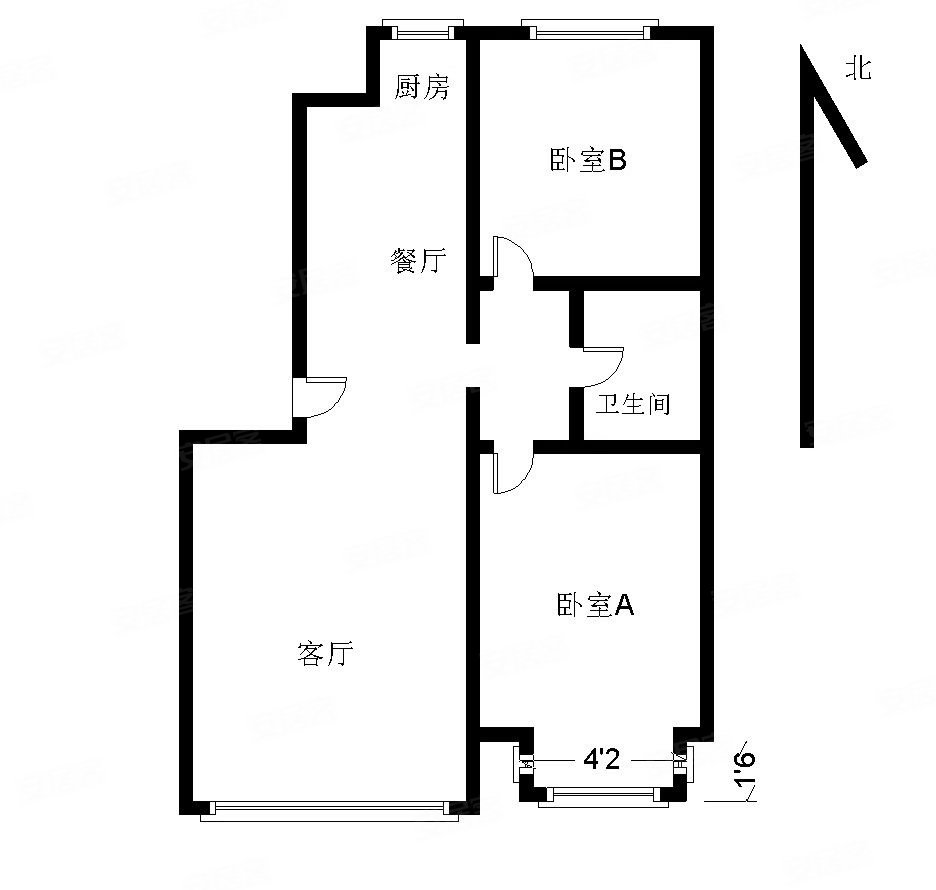 萬和家園2室2廳1衛106㎡南北95萬