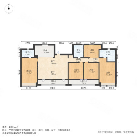 青特滨湖国际5室2厅3卫191㎡南北550万