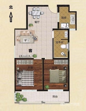 锦绣中华2室2厅1卫88㎡南北60万