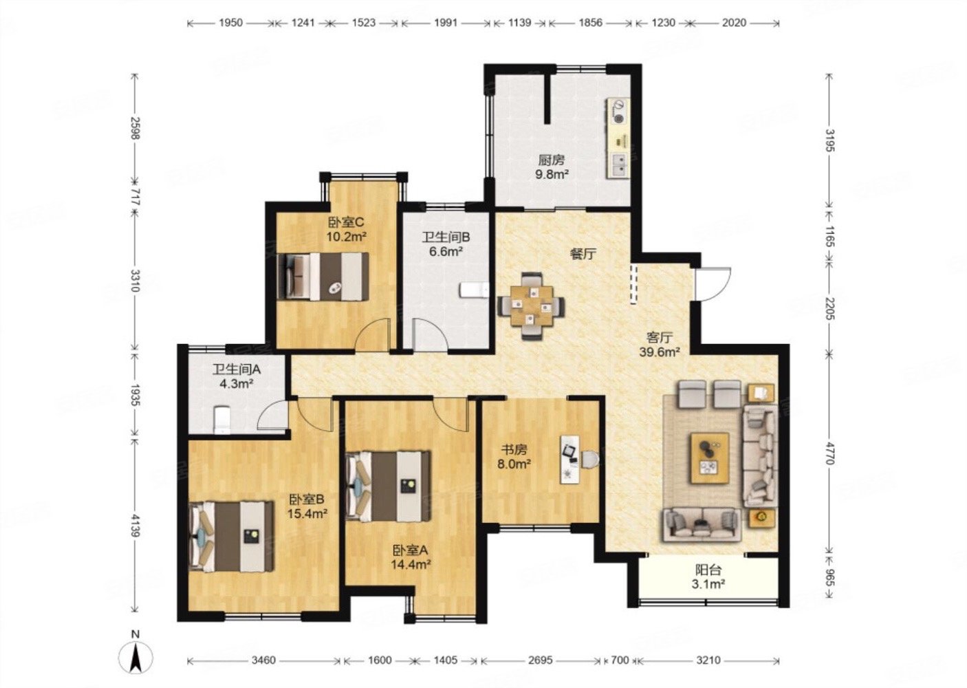 精装修南北通透天地源枫林意树4室2厅居家自住保养好