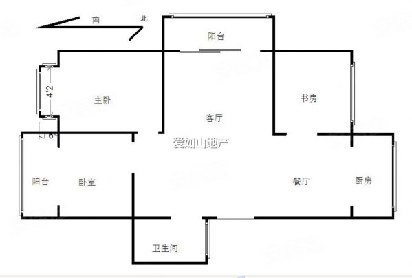 腾泰雅苑3室2厅1卫105㎡南北132万