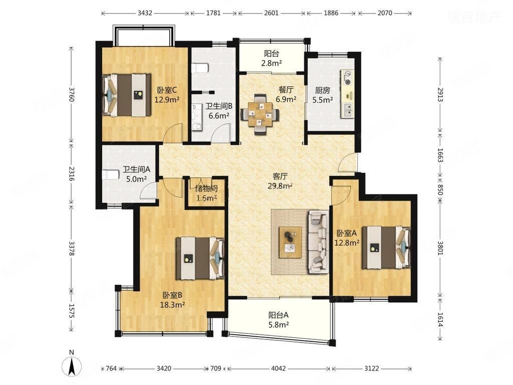 仁恒海上源 南北通透 中间好楼层 次新小区 精装可拎包入住