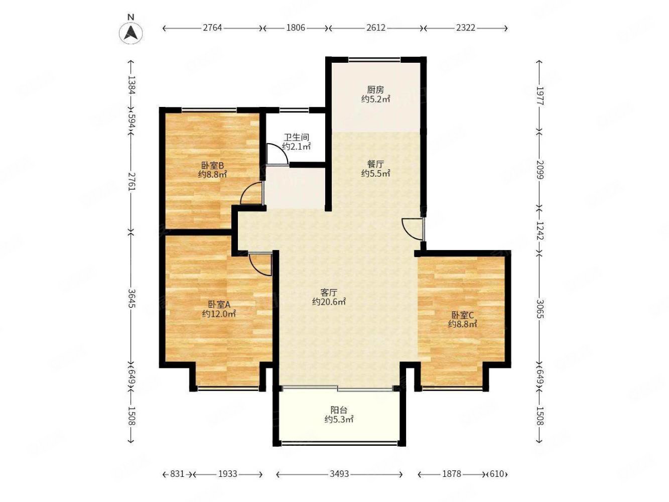 优步花园电梯洋房通透三房户型赞一单元就两户