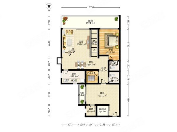 独立电梯进门挑高气派大客厅蓝郡广场高层海景