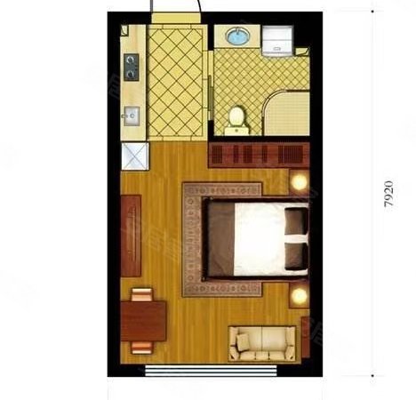 临沂河东九州购物青棠湾小区(公寓住宅)怡海国际青棠湾精装1室家具