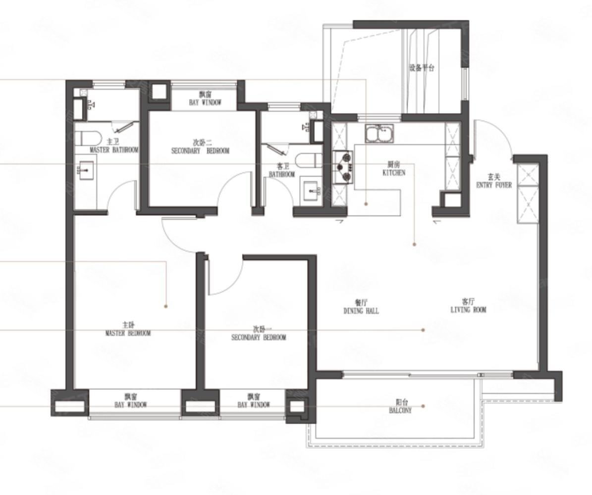 仁恒海上源3室2厅2卫128.7㎡南北1220万