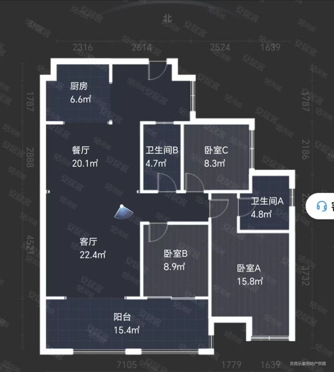 仁安御香山(公寓住宅)3室2厅2卫117.82㎡南北79.8万