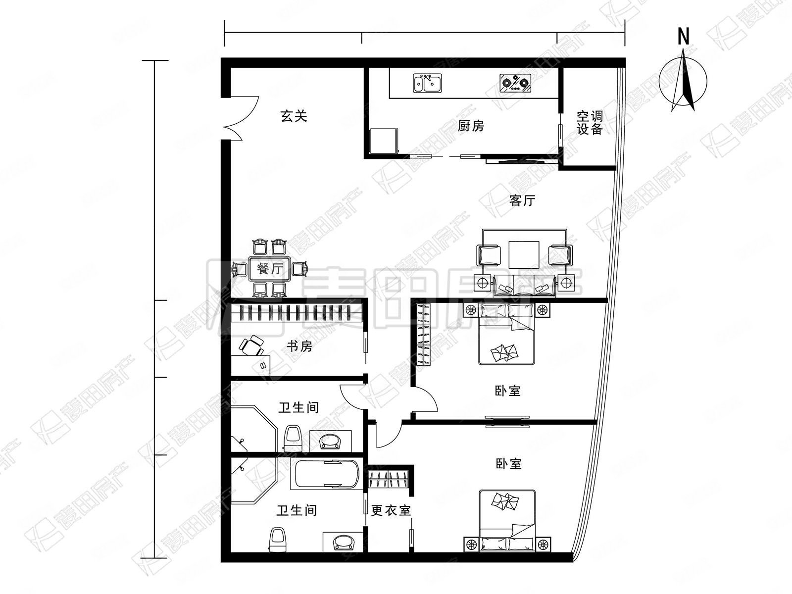 三里屯SOHO公寓3室2厅2卫168.49㎡东1150万