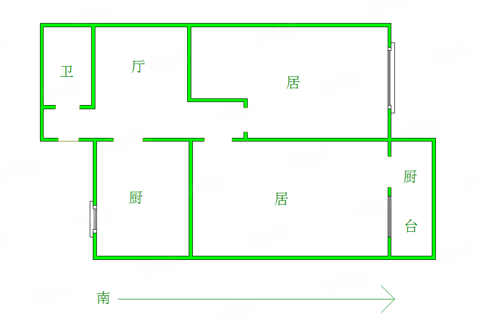 华庆里2室1厅1卫58.82㎡南北105万