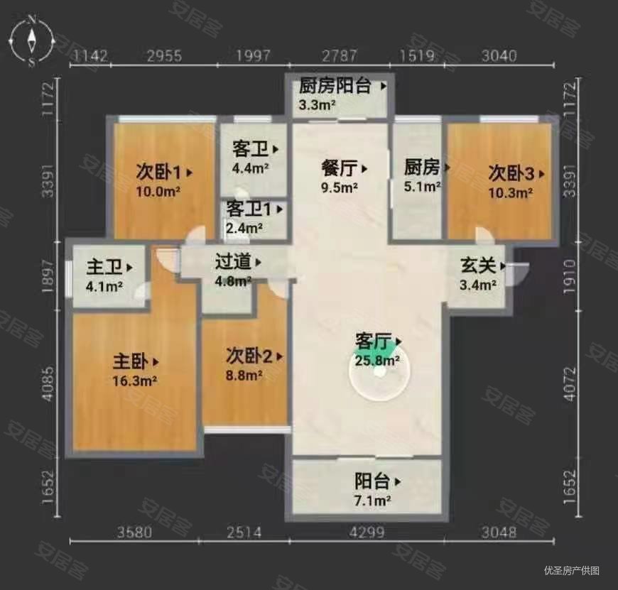 锦华公园里陶园4室2厅2卫130㎡南北87万