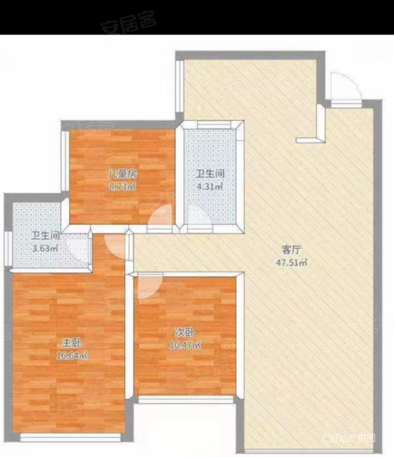 高力三房电梯中层,带车位,采光通风新,高力万汇城二手房,78.