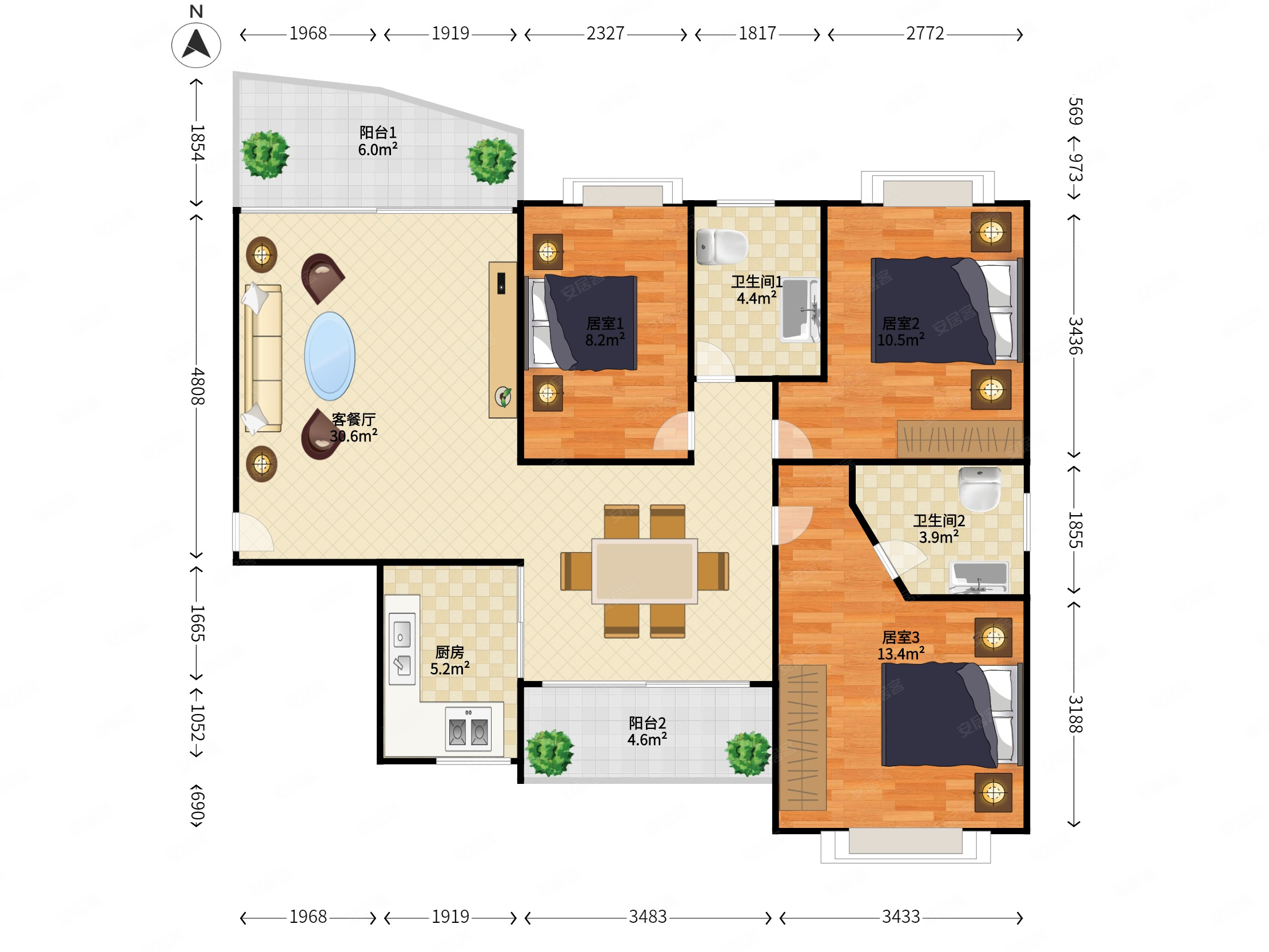 观海台新上南北向3房红本满五安静看花园海德空
