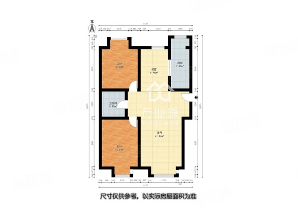 远洋城滨翔花园2室2厅1卫108㎡南北106万