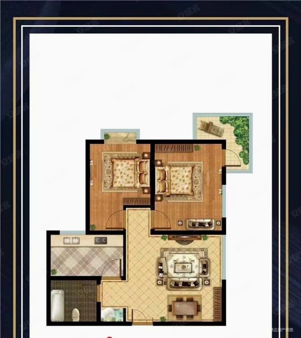 公园盛景2室2厅1卫76㎡东南55.1万