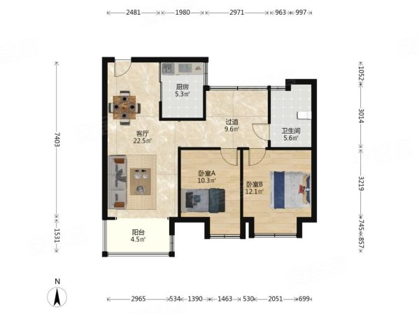 金轮津桥华府3室2厅1卫87㎡南175万