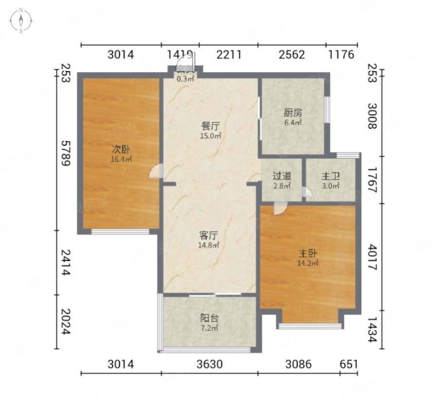 绿地清猗园(三期)2室2厅1卫86.33㎡南475万