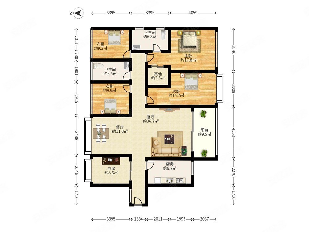 安峦公馆5室2厅2卫165.92㎡南北0万