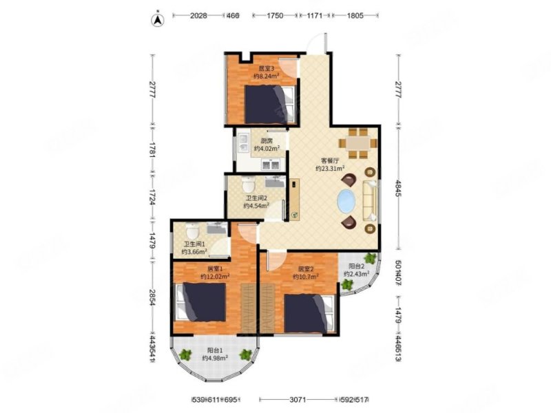 富豪花园(坂田)3室2厅2卫85㎡南340万