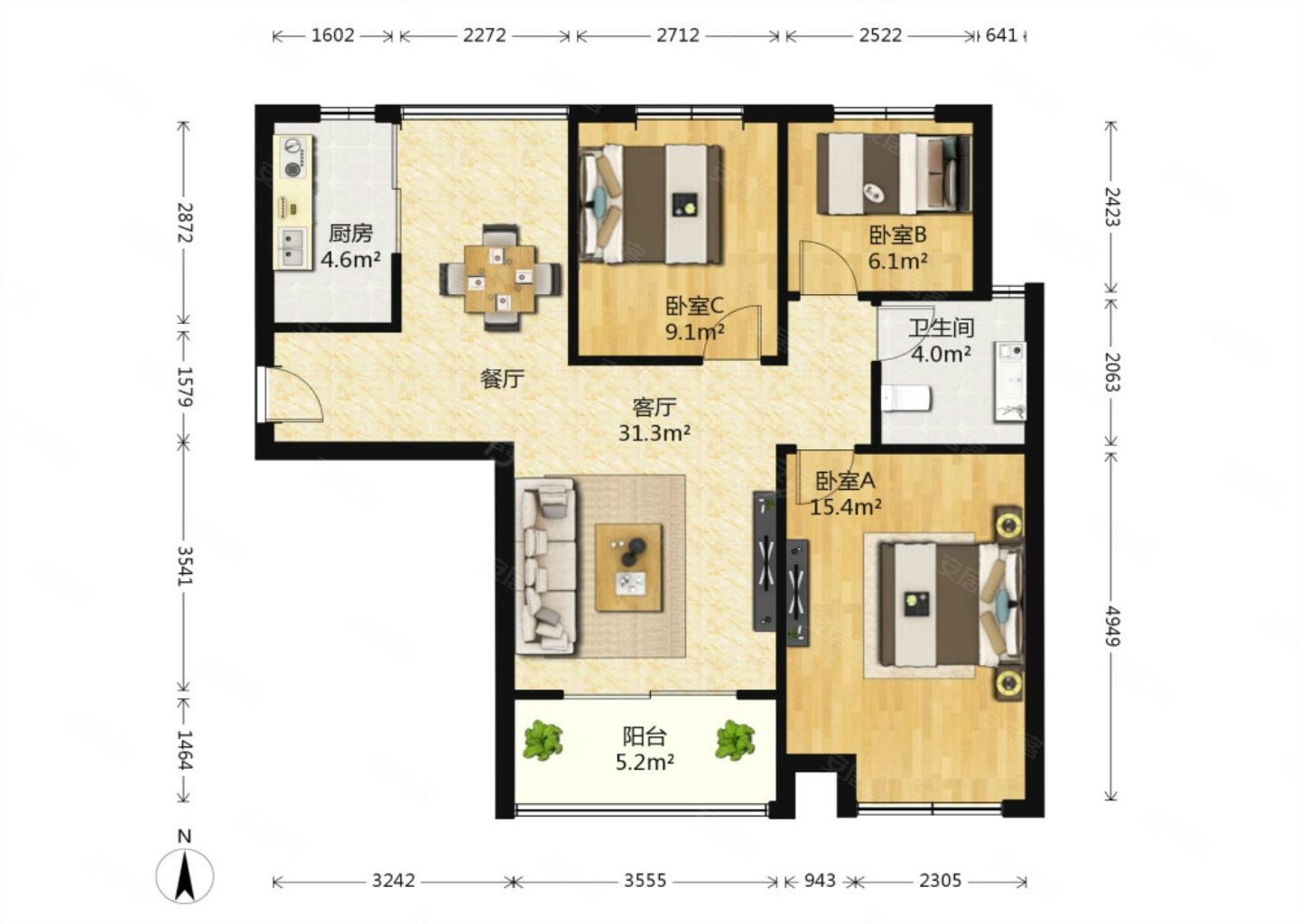近医院 临地铁 南北通透三房 有电梯 高楼层视野好,融创城融和园二手
