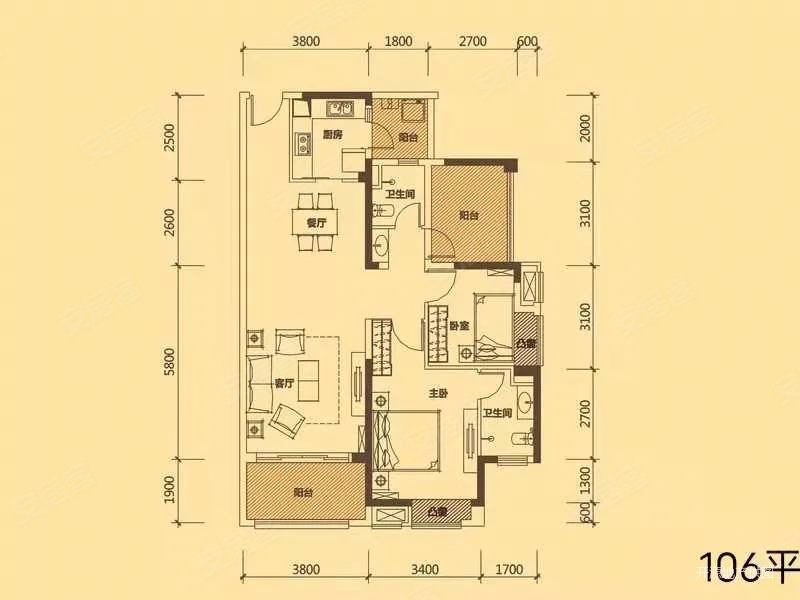 中信凯旋城四期朝南户型,中信凯旋城四期二手房,142万,3室2厅,2卫,106