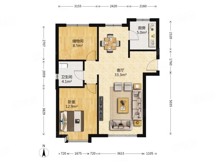 现房前排 视野好可以看见海 业主诚心卖,瞰海轩二手房,57万,2室1厅,1