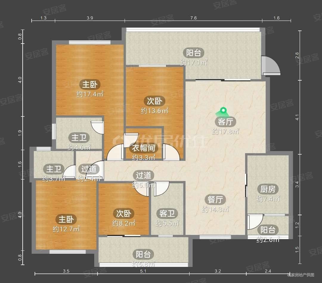 贵安花语墅4室2厅3卫166㎡南北120万