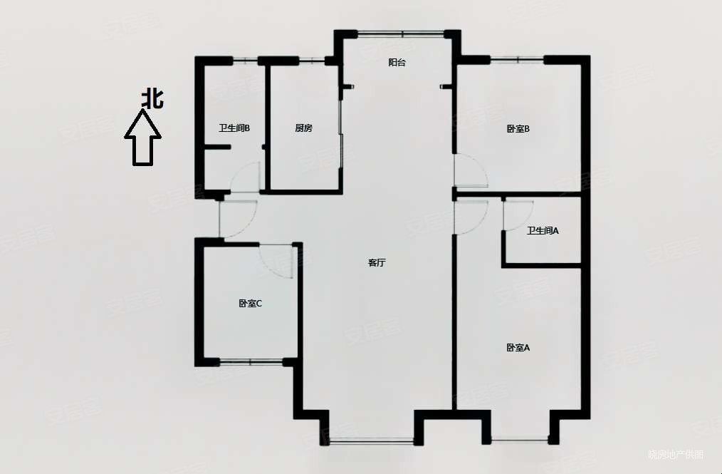 同祥城3室2厅1卫124㎡南北153万