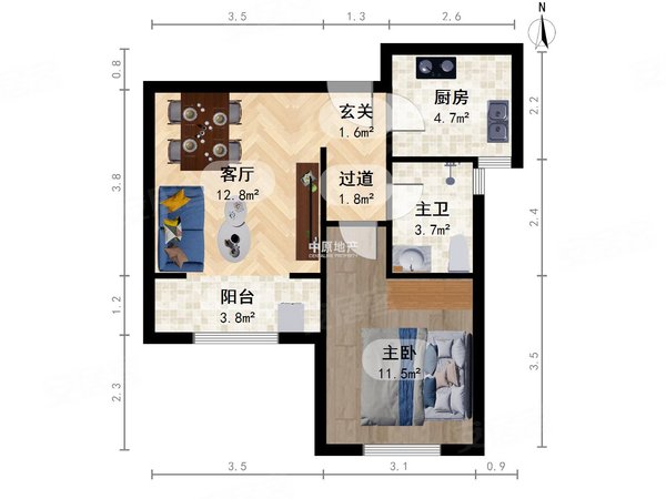 青光租房,荣雅园 1室1厅1卫 电梯房 62平 精装修,北辰租房-天津58安居