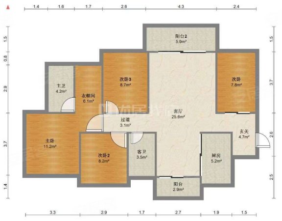 绿地中央公园4室2厅2卫125㎡南北70万