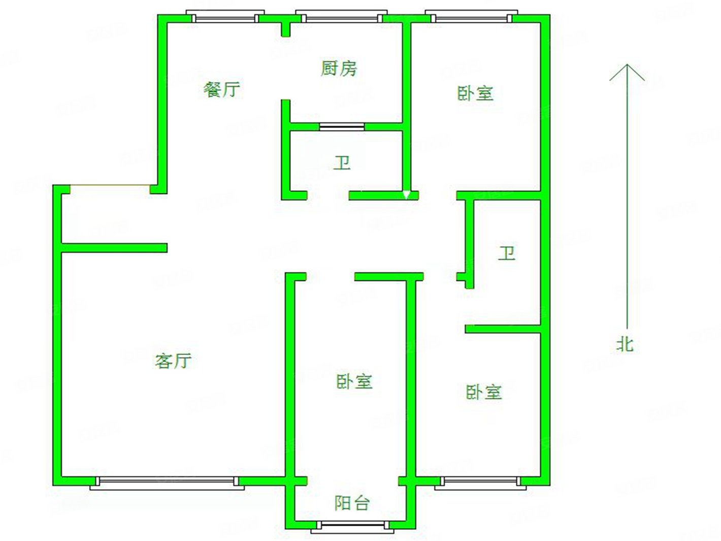 带大车库世纪家园3楼98经典三居