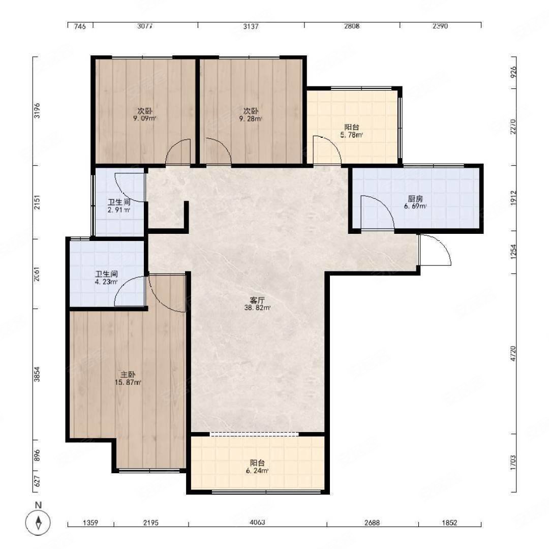 万华城二期119平南北通透四房出门高新万达8号线