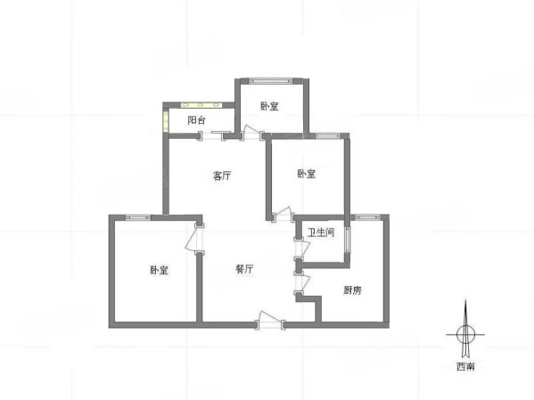 世茂璀璨天城璟辰3室2厅1卫82.56㎡西南116万