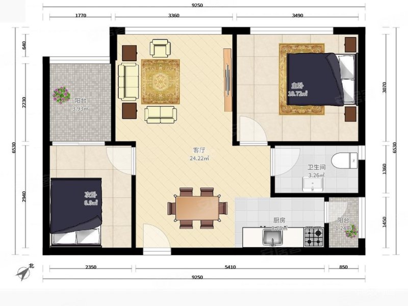 6 精装修 商业配套成熟 满五 ,合正锦湖逸园二手房,413万,2室2厅,1卫