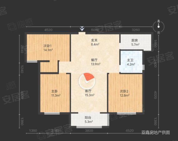 益宏上海映象3室2厅1卫123㎡南北63万