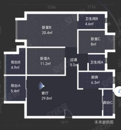国投招商雍江国际3室2厅2卫126㎡南北150万