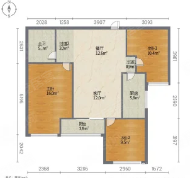 万科学府3室2厅1卫89㎡南北130万