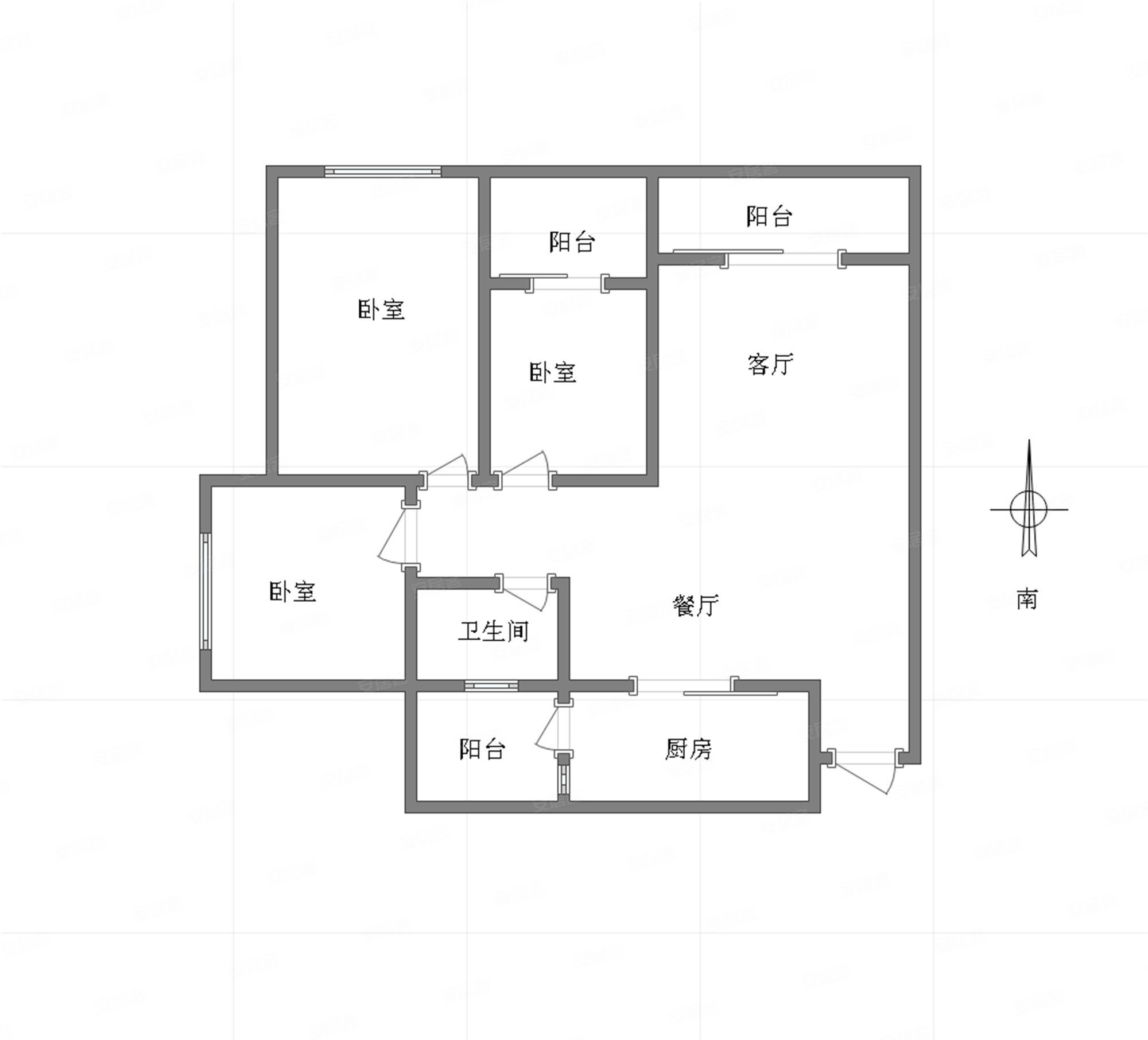 普瑞花园3室2厅1卫90.93㎡南北82万