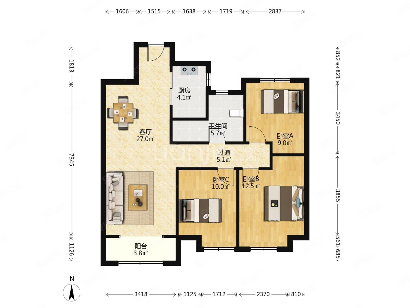 凭海临风一期二期东岳东路77号3室2厅1卫13892