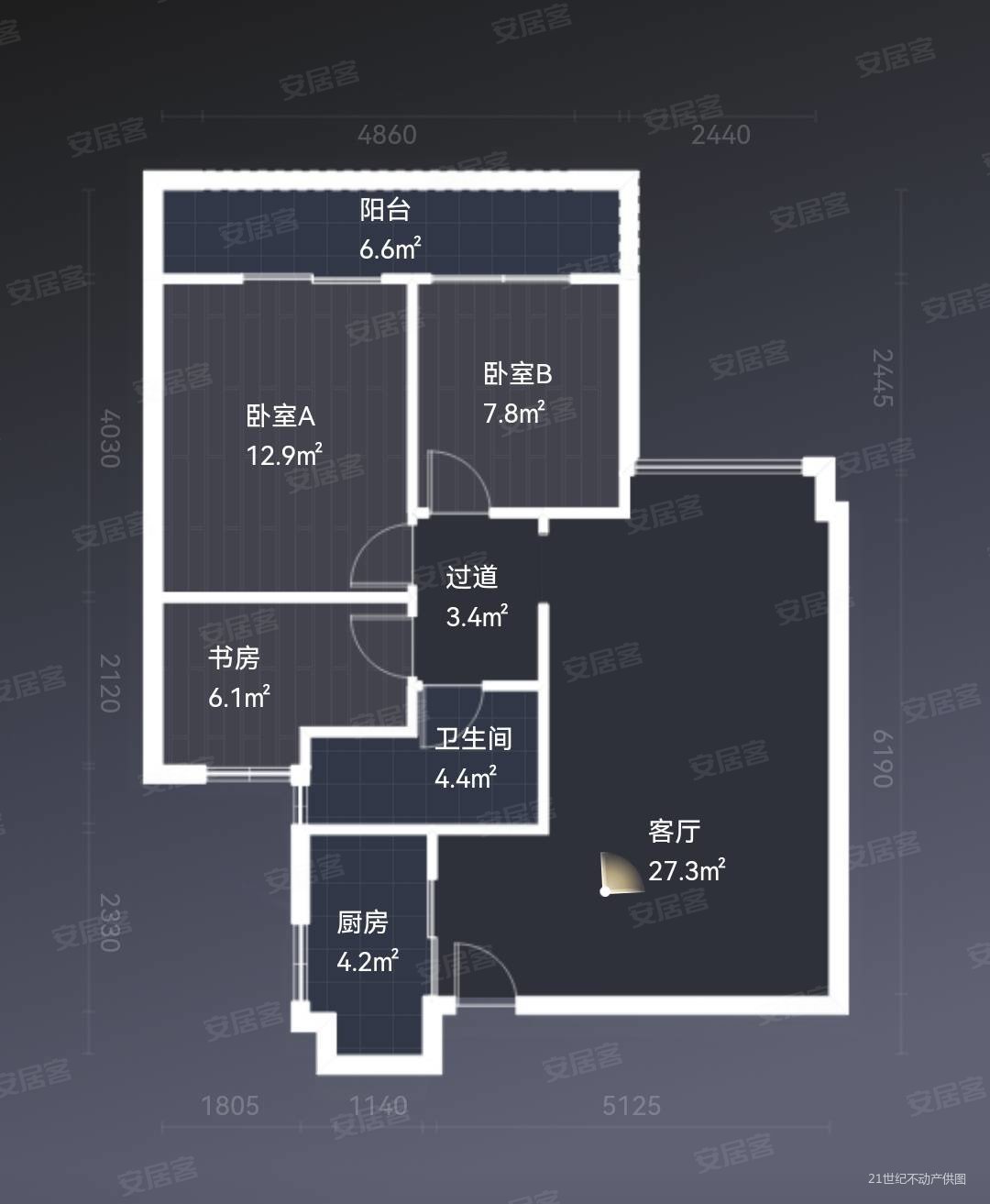 锦延家园3室2厅1卫97㎡南北205万